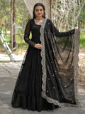 Magnificent Black Georgette Party Wear Plain Gown With Dupatta - Zeel Clothing