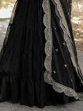 Magnificent Black Georgette Party Wear Plain Gown With Dupatta - Zeel Clothing