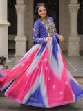Magnificent Blue Bandhej Print Georgette Traditional Gown