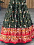 Magnificent Green Bandhani Printed Silk Festive Wear Gown - Zeel Clothing
