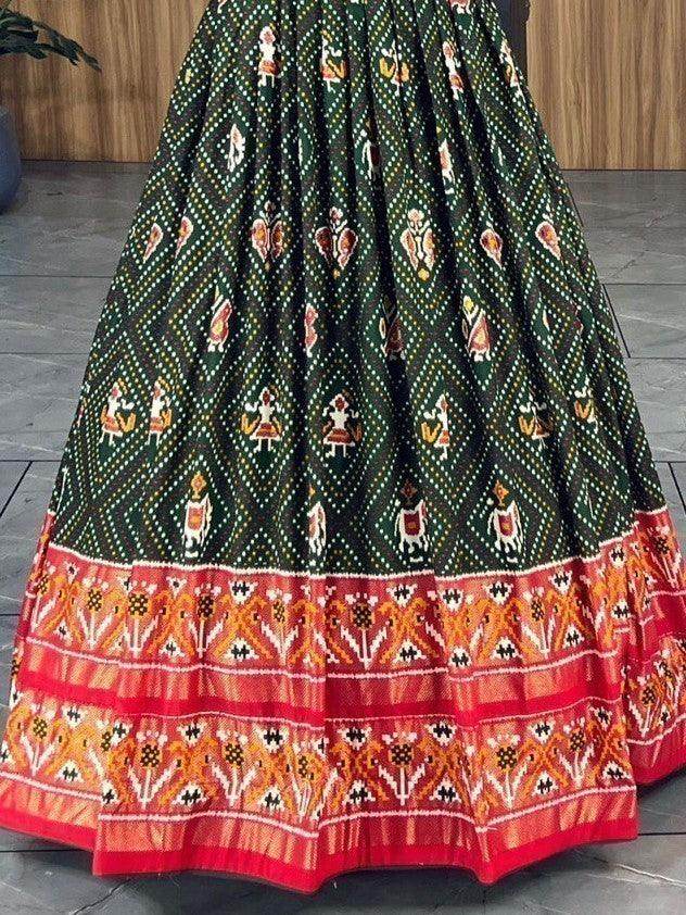 Magnificent Green Bandhani Printed Silk Festive Wear Gown - Zeel Clothing