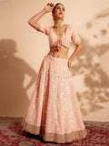 Magnificent Peach Embroidered Georgette Bridesmaid Lehenga Choli - Zeel Clothing