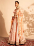Magnificent Peach Embroidered Georgette Bridesmaid Lehenga Choli - Zeel Clothing