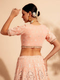 Magnificent Peach Embroidered Georgette Bridesmaid Lehenga Choli - Zeel Clothing