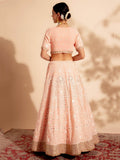 Magnificent Peach Embroidered Georgette Bridesmaid Lehenga Choli - Zeel Clothing