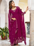 Magnificent Pink Sequins Work Georgette Festive Wear Gown