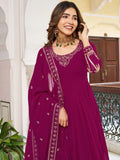 Magnificent Pink Sequins Work Georgette Festive Wear Gown