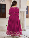 Magnificent Pink Sequins Work Georgette Festive Wear Gown