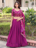 Magnificent Purple Sequins Embroidery Silk Traditional Lehenga With Blouse