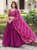 Magnificent Purple Sequins Embroidery Silk Traditional Lehenga With Blouse