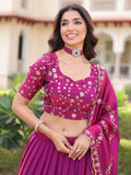 Magnificent Purple Sequins Embroidery Silk Traditional Lehenga With Blouse