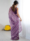 Magnificent Violet Digital Printed Georgette Evening Wear Saree With Blouse