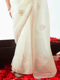 Magnificent White Zari Work Organza Traditional Saree With Blouse - Zeel Clothing