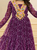 Magnificent Wine Bandhani Print Georgette Navratri Wear Gown - Zeel Clothing