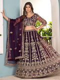 Magnificent Wine Sequins Embroidery Net Bridesmaid Wear Lehenga Choli - Zeel Clothing