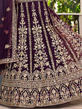 Magnificent Wine Sequins Embroidery Net Bridesmaid Wear Lehenga Choli - Zeel Clothing