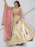 Majestic Beige Sequins Embroidery Banarasi Silk Lehenga Choli With Dupatta