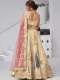 Majestic Beige Sequins Embroidery Banarasi Silk Lehenga Choli With Dupatta