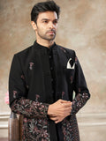 Majestic Black Embroidered Imported Cocktail Wear Jothpuri Set For Men