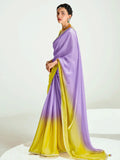 Majestic Lavender Border Work Organza Designer Saree With Blouse - Zeel Clothing