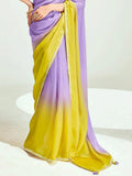 Majestic Lavender Border Work Organza Designer Saree With Blouse - Zeel Clothing