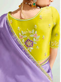 Majestic Lavender Border Work Organza Designer Saree With Blouse - Zeel Clothing