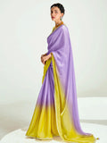 Majestic Lavender Border Work Organza Designer Saree With Blouse - Zeel Clothing