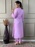 Majestic Lavender Embroidered Silk Traditional Pant Suit With Dupatta - Zeel Clothing