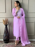 Majestic Lavender Embroidered Silk Traditional Pant Suit With Dupatta - Zeel Clothing
