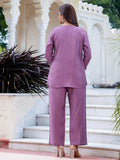 Majestic Lavender Hand Work Silk Casual Wear Top Pant Co-Ord Set - Zeel Clothing