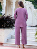 Majestic Lavender Hand Work Silk Casual Wear Top Pant Co-Ord Set - Zeel Clothing