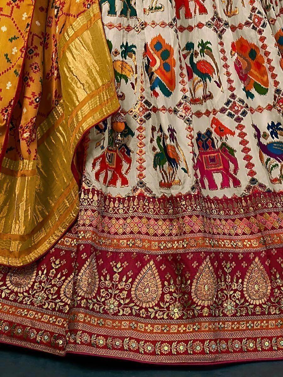 Majestic Multi-Color Khatli Work Silk Lehenga Choli With Dupatta - Zeel Clothing