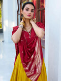 Majestic Mustard Yellow Chanderi Haldi Wear Lehenga Choli With Dupatta - Zeel Clothing