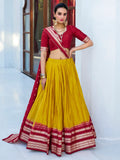 Majestic Mustard Yellow Chanderi Haldi Wear Lehenga Choli With Dupatta - Zeel Clothing