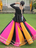Majestic Muti-Color Gota Patti Lace Rayon Navratri Special Lehenga With Peplum Top - Zeel Clothing