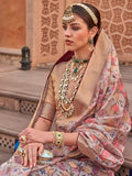 Majestic Pink Floral Printed Organza Saree With Blouse - Zeel Clothing