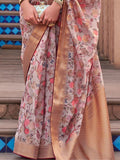 Majestic Pink Floral Printed Organza Saree With Blouse - Zeel Clothing