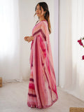 Majestic Pink Leheriya Printed Chiffon Party Wear Saree With Blouse - Zeel Clothing