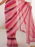 Majestic Pink Leheriya Printed Chiffon Party Wear Saree With Blouse - Zeel Clothing