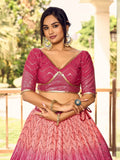 Majestic Pink Sequins Chinon Wedding Wear Lehenga Choli With Dupatta - Zeel Clothing