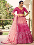 Majestic Pink Sequins Chinon Wedding Wear Lehenga Choli With Dupatta - Zeel Clothing