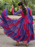 Majestic Purple Bandhej Print Georgette Festive Wear Gown - Zeel Clothing