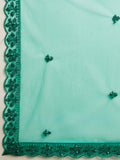 Majestic Teal Green Sequin Net Mehandi Wear Lehenga Choli With Dupatta - Zeel Clothing