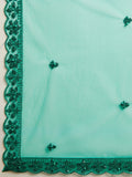 Majestic Teal Green Sequin Net Mehandi Wear Lehenga Choli With Dupatta - Zeel Clothing