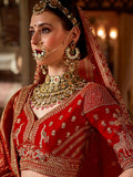 Marvellous Red Pearl Embroidered Silk Bridal Lehenga Choli With Double Dupatta