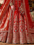 Marvellous Red Pearl Embroidered Silk Bridal Lehenga Choli With Double Dupatta