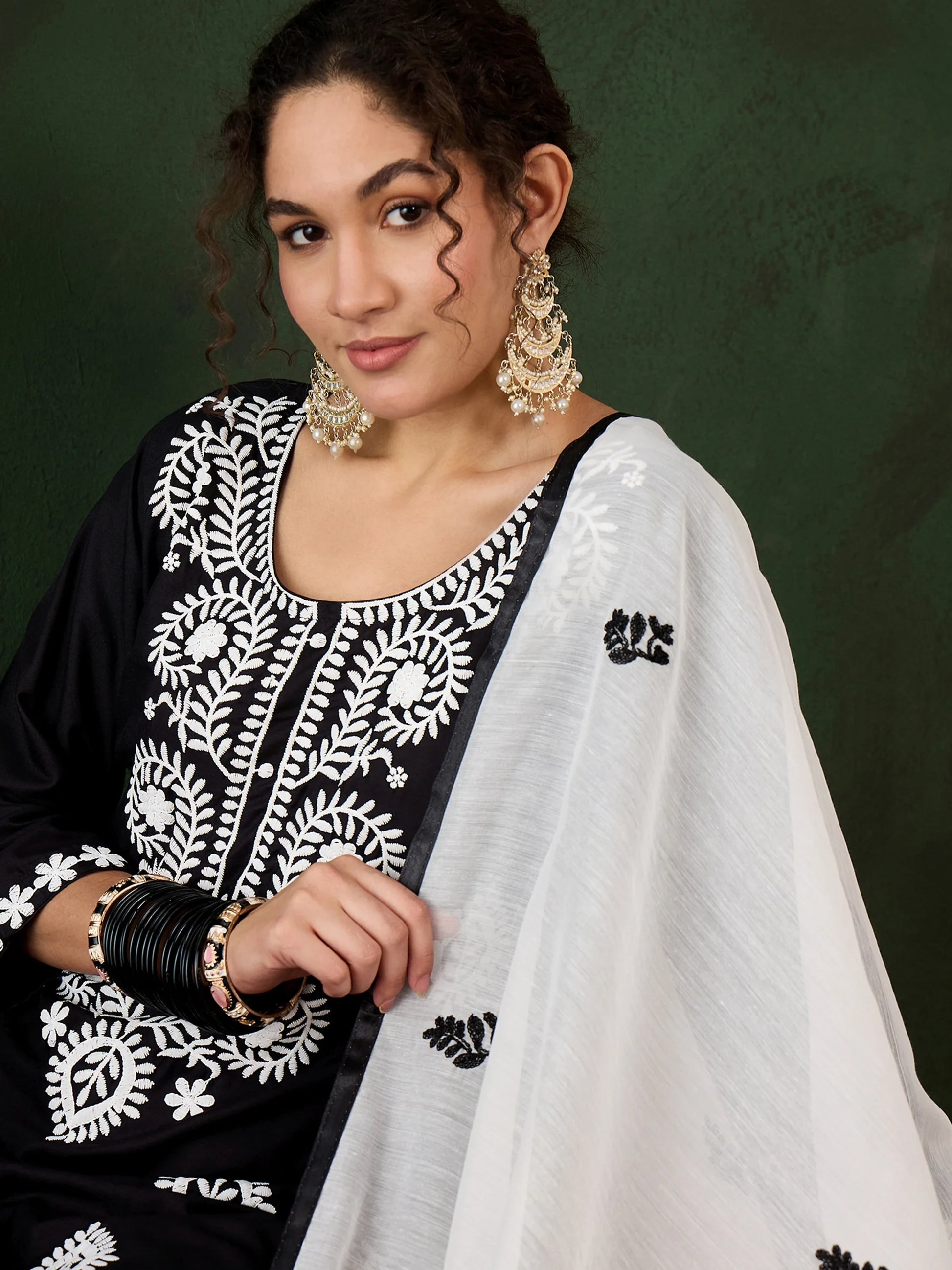 Marvelous Black Embroidered Rayon Traditional Pant Suit With Dupatta - Zeel Clothing