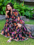 Marvelous Black Floral Printed Georgette Event Wear Sharara Suit - Zeel Clothing