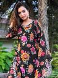 Marvelous Black Floral Printed Georgette Event Wear Sharara Suit - Zeel Clothing