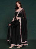 Marvelous Black Georgette Party Wear Long Suit With Dupatta - Zeel Clothing